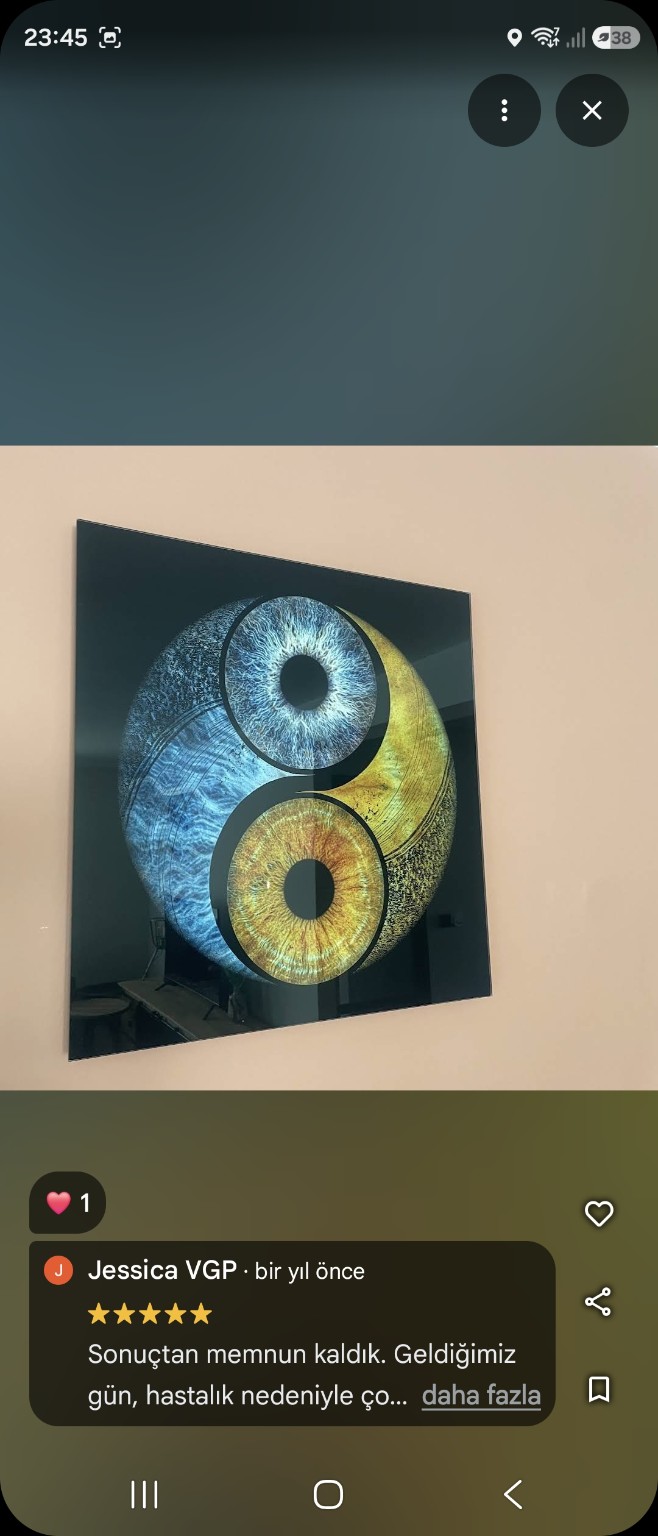 Iris-kunstwerk op de klantfoto van Jessica VGP